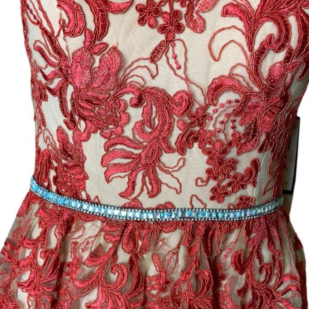Party Dres SAY YES TO THE DRESS / Red   Sleeve Above The Knee Juniors Dress - Picture 7 of 8